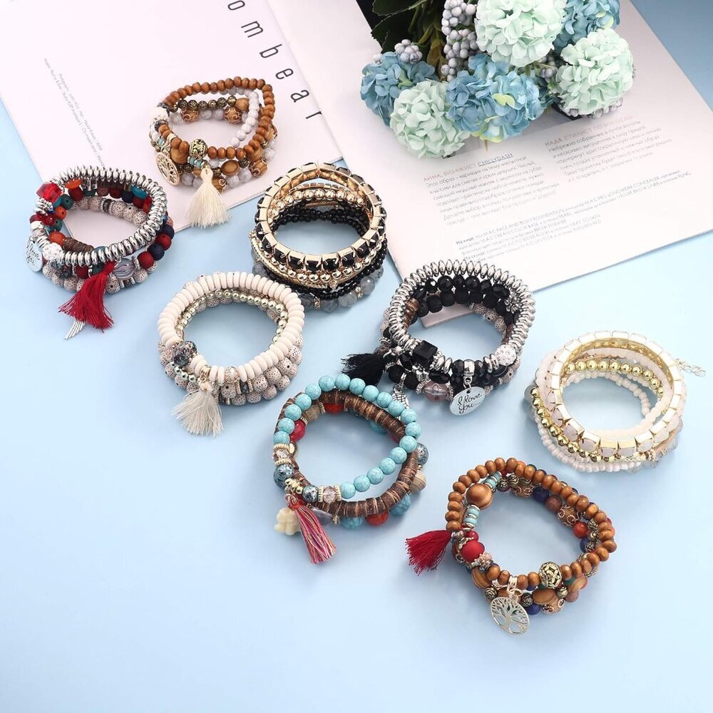 8 Sets Bohemian Stackable Bead Bracelets For Wome… - image 7